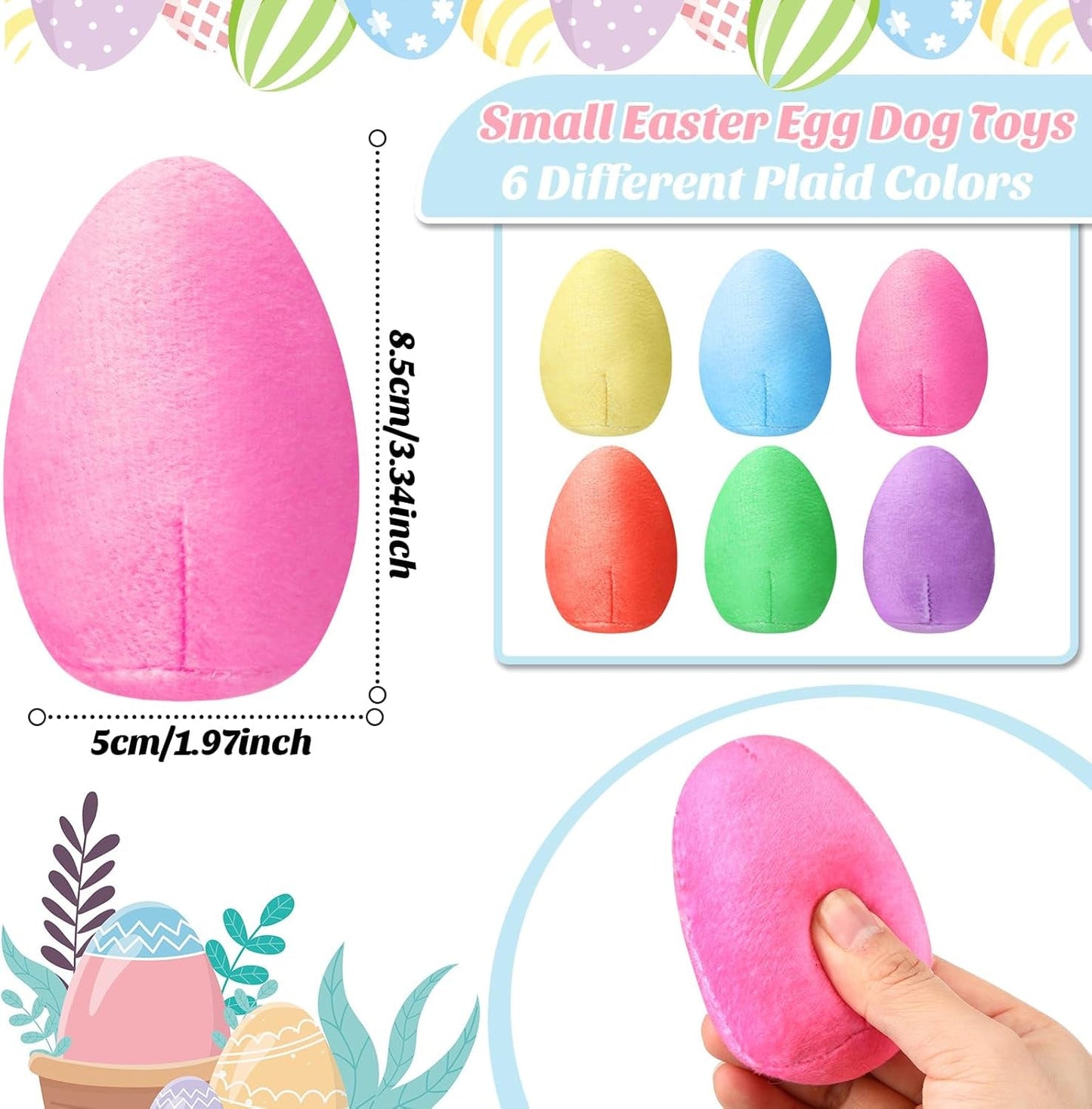 24 Pieces Easter Toys for Dogs Easter Egg Dog Toy Pastel Colors Plush Easter Eggs Squeaky Dog Toy for Medium Small Dogs Teething Chew Toys Easter Pet Costume