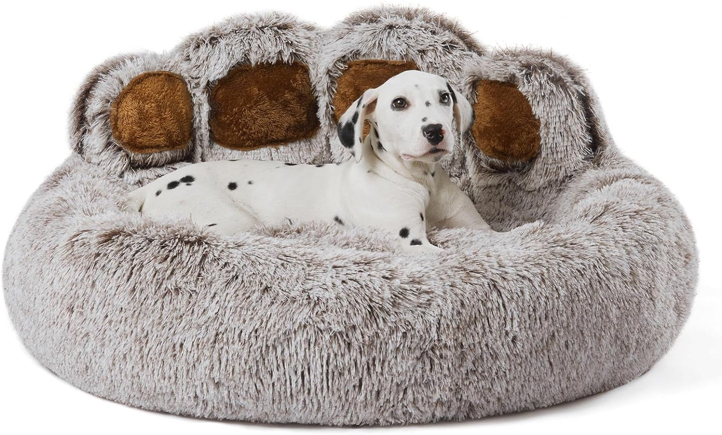 Jiupety Dog Bed with Standing Paws | Upgraded Soothing Paw Dog Bed | Cozy Comfy Dog Bed | Creative Dog Donut Bed with Bear Paws | Gray XL 32”X32”X10” | Pet Paw Dog Bed for Medium Dogs