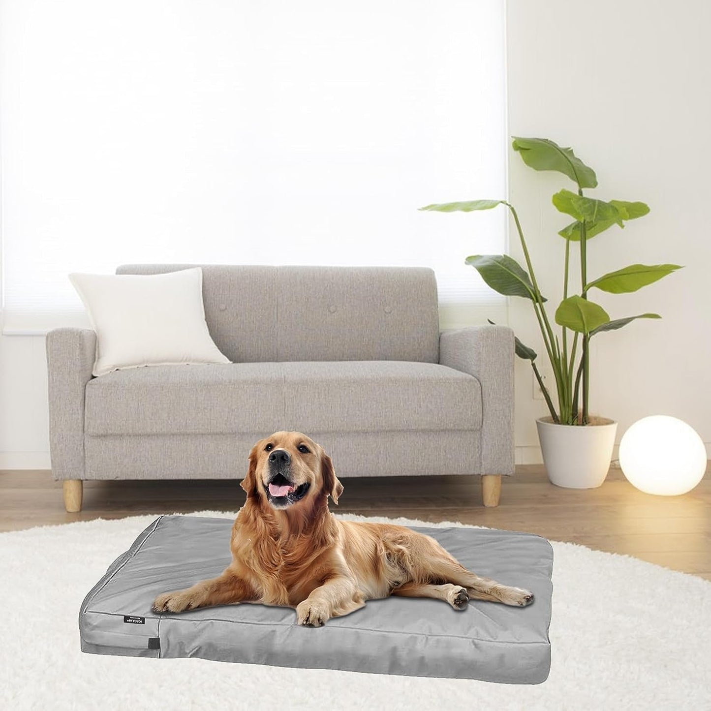 Dog Bed Cover Replacement Washable, Waterproof Large Pet Canvas Dog Crate Kennel Removable Heavy Duty Dog Bed Covers with Zipper, 46X29X4 Inches(Gray)