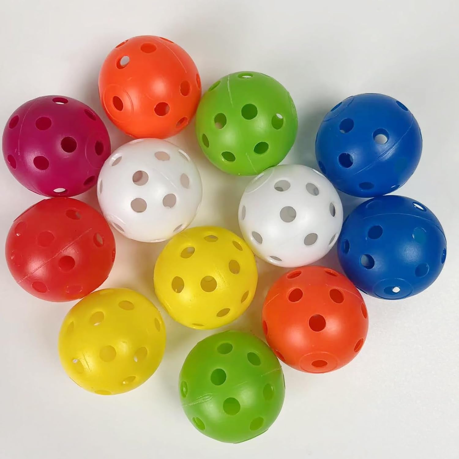 12PCS Value Pack Plastic Ball Cat Toys Balls without Bells for Indoor Kitten, Gifts for Cats（26 Holes, 42Mm