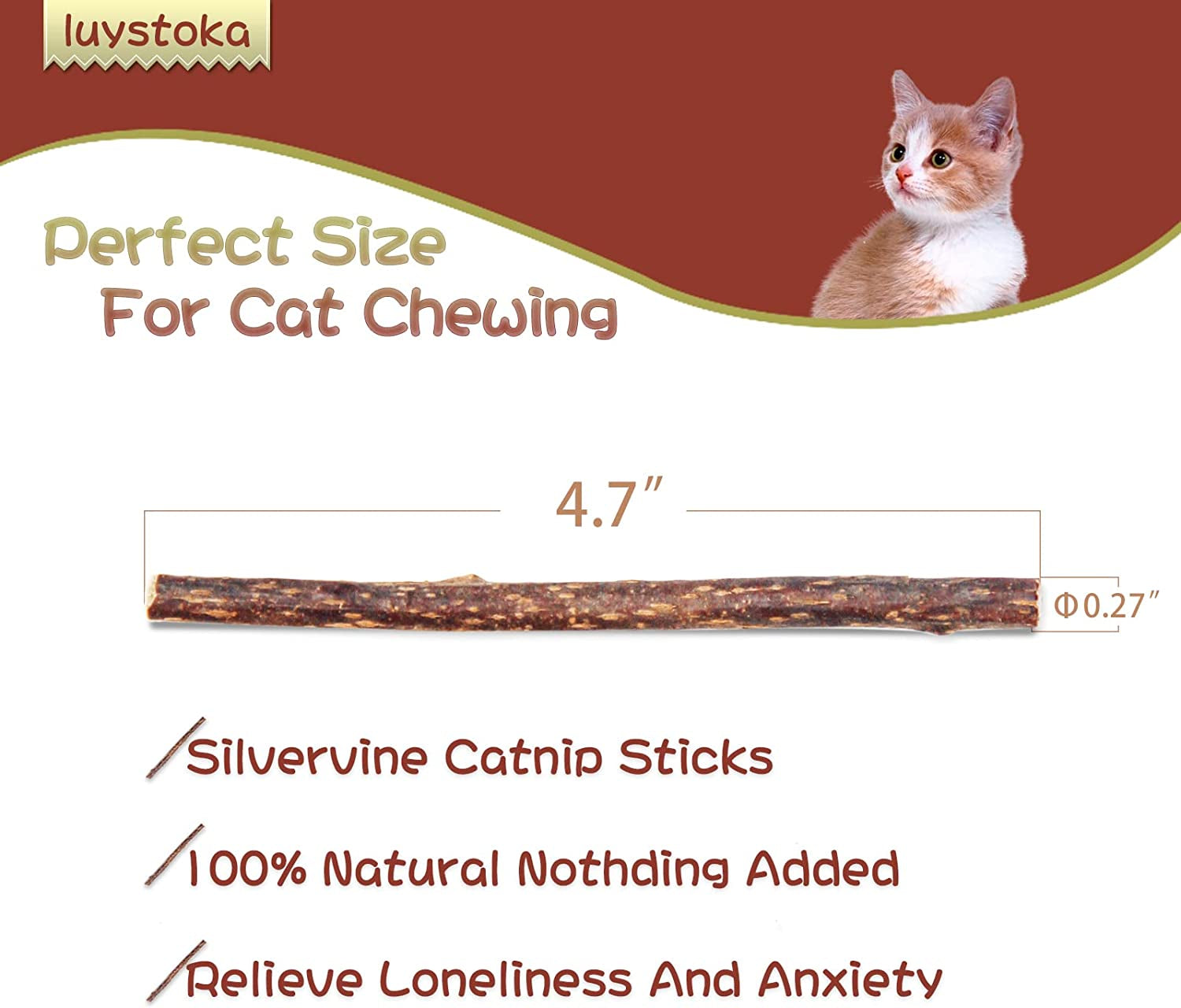 [ 30Pcs] Silvervine Sticks, Cat Chew Stick, Catnip Toys, Matatabi Sticks for Indoor Cats,Kitty, Wooden Dental Sticks, Kitten Teething Interactive Wand Toys for Cats