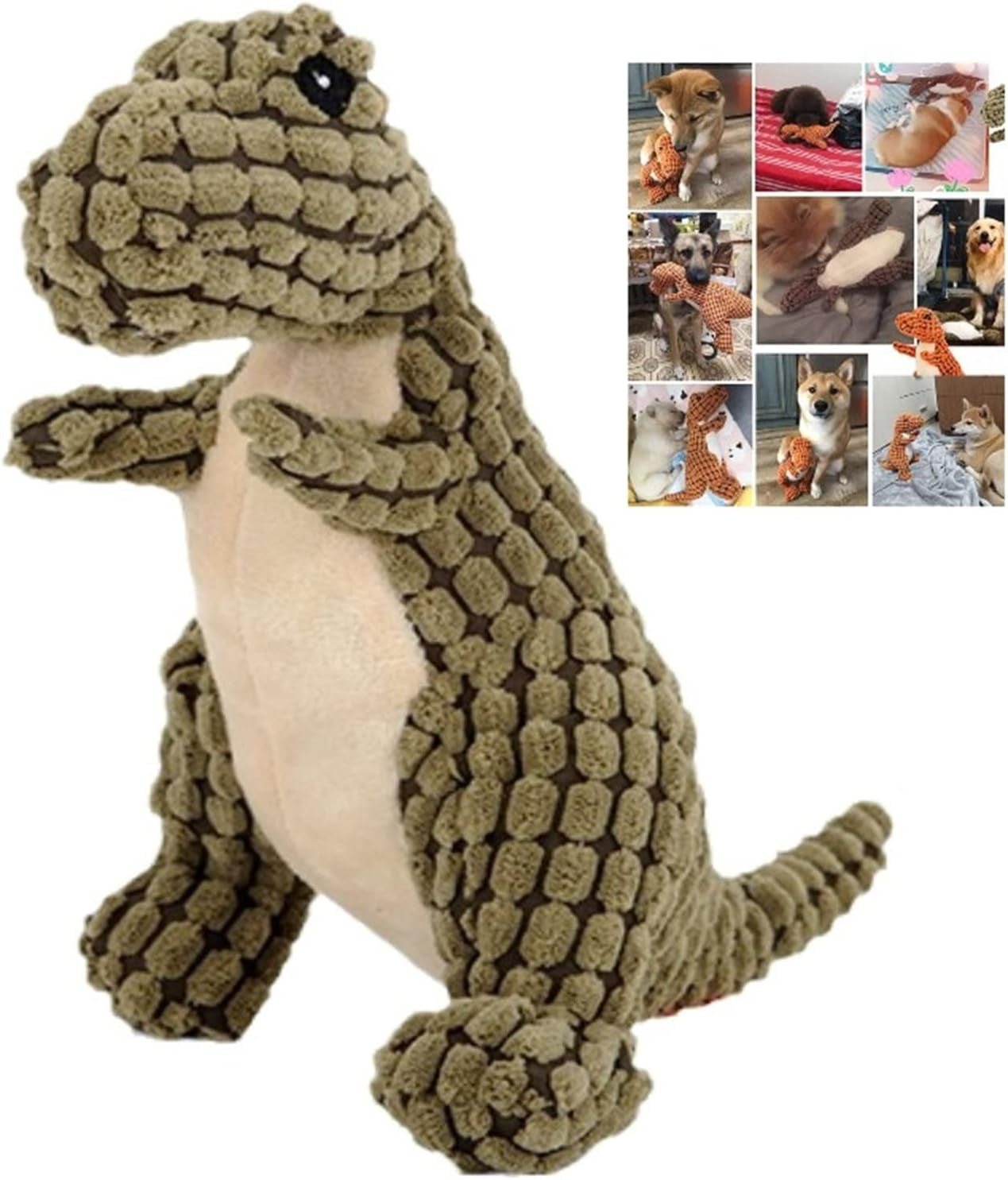 2024 New Indestructible Robust Dino, Plush Dog Toy, Indestructible Squeaky Toys for Dogs, Durable Dog Toys for Aggressive Chewers, Chew Toys for Dogs, Interactive Dog Toys for Boredom (A-Orange)