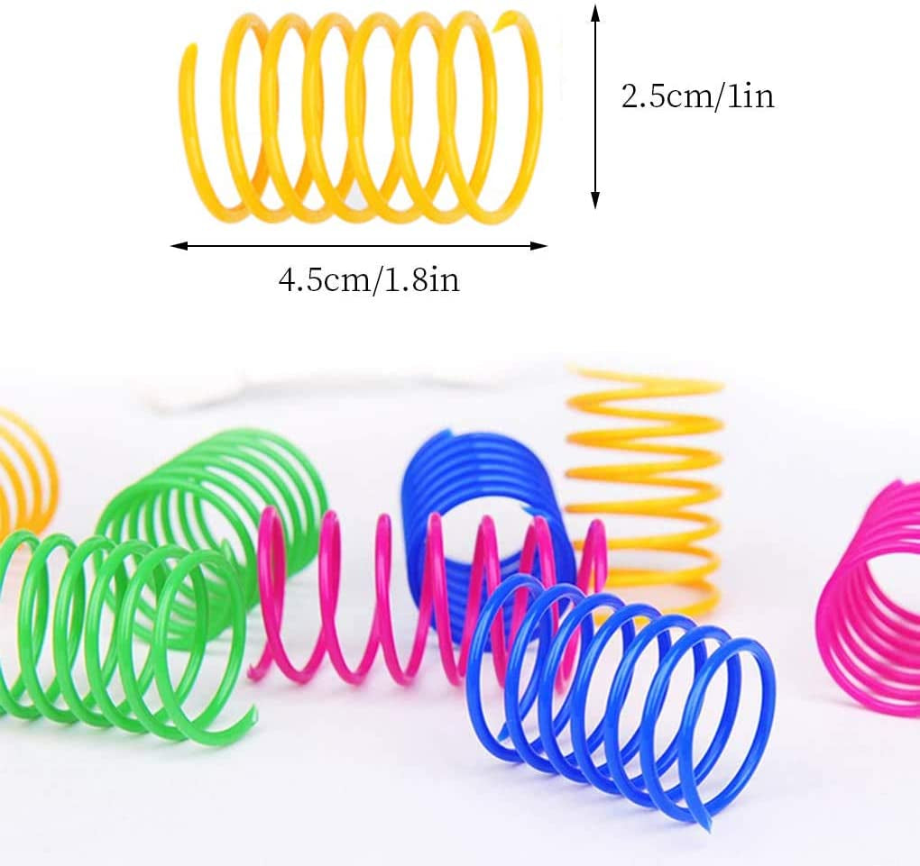 120 Pack Cat Spring Toy, Colorful Interactive Cat Toy Plastic Coil Springs Cat Toy for Swatting, Biting, Hunting Kitten Toys