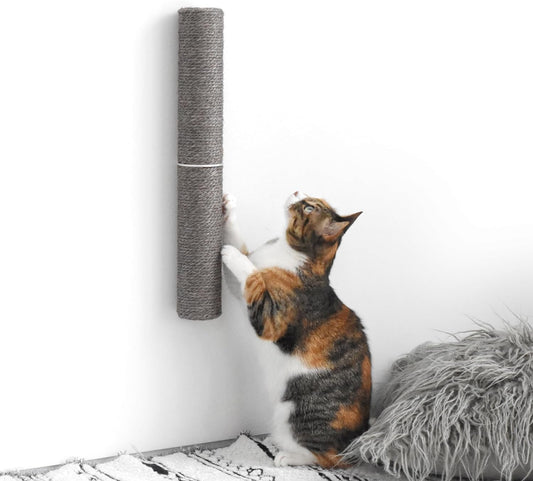 18" Compact Wall Mounted Cat Scratcher, Sisal Scratching Post - Grey