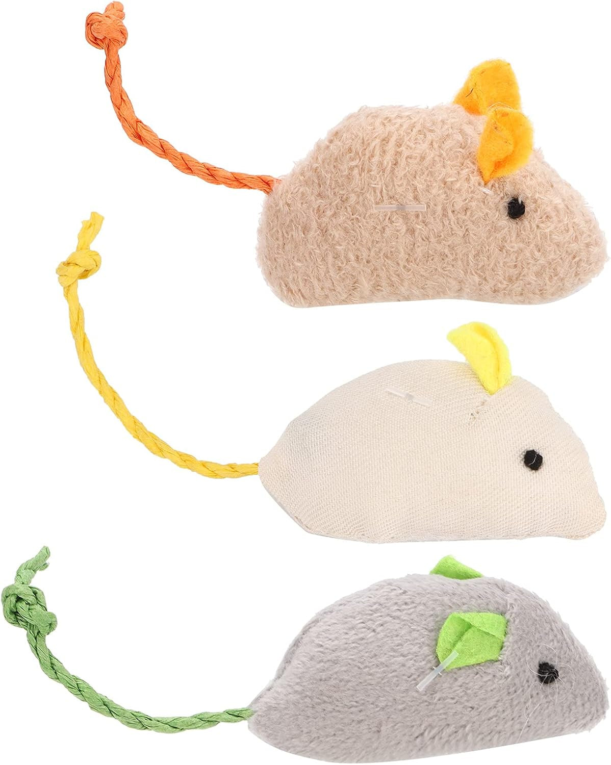 3Pcs Cat Mouse Toy, Simulation Cat Plush Mouse Toy Cat Catching Toy Dental Cat Nip Chirping Toy Cat Chew Exercise Toy for Indoor Cats and Kittens