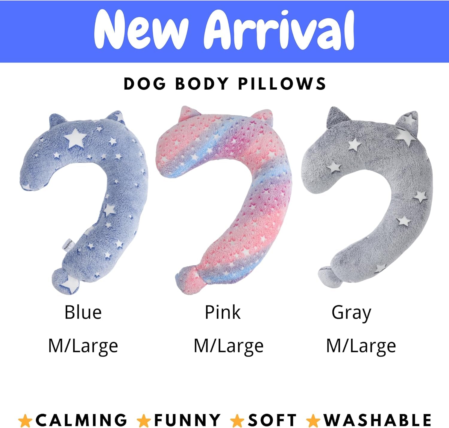 Dog Calming Pillow, Glow in the Dark Dog Throw Pillow, Soft Question Mark Pillows for Dogs, Kids, Adults, Washable Dog Bed Pillow, Cozy Dog Body Pillow Gifts (L Pink)