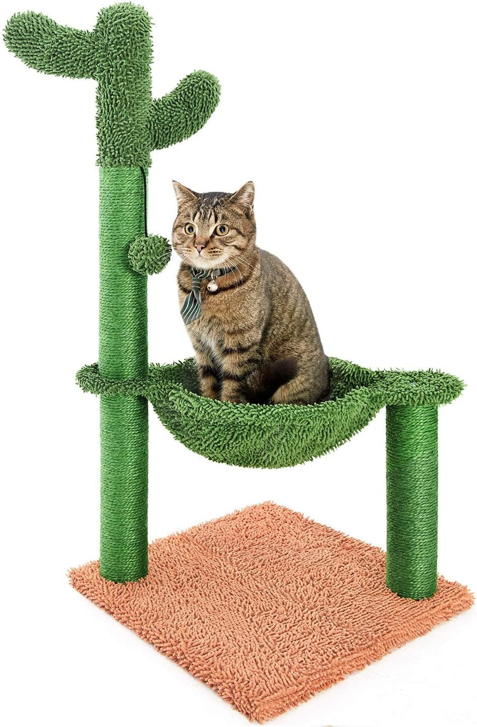 31" Cactus Cat Tree with Hammock and Full Wrapped Sisal Scratching Post for Small Cats Only Brown Medium