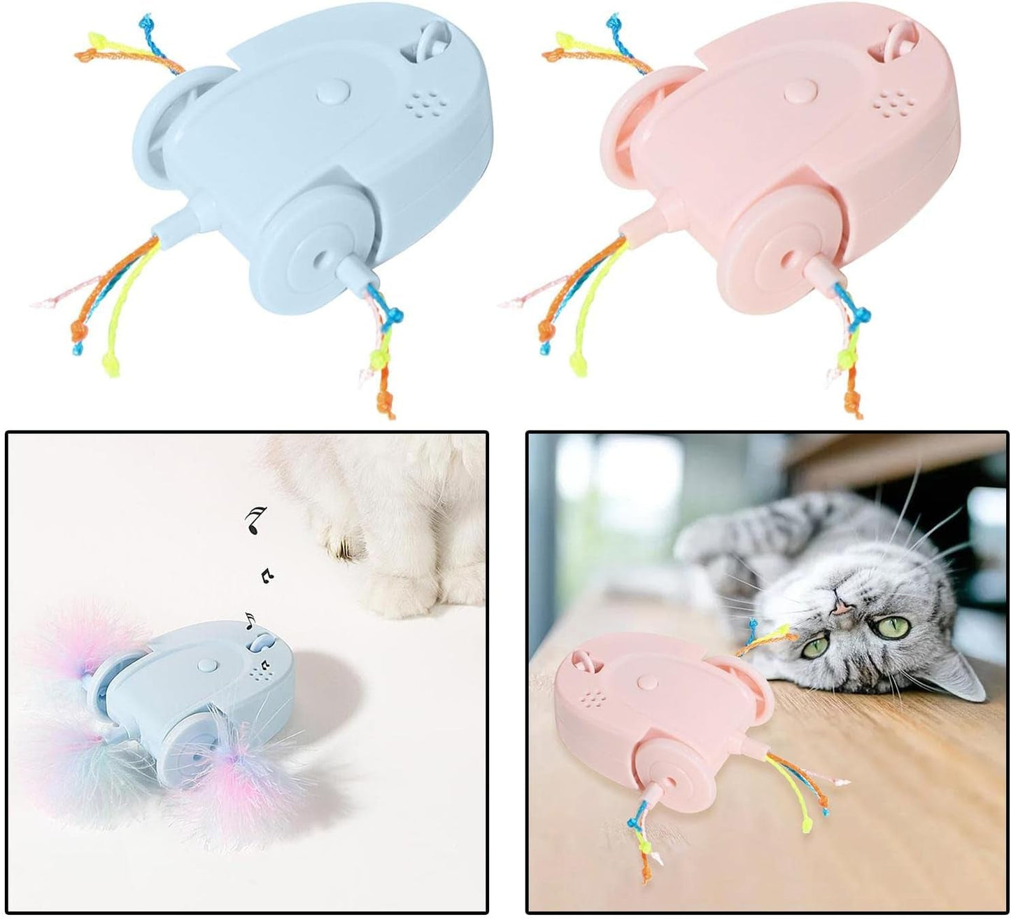 2Pieces Electric Cat Toys Interactive Puzzle Exercise Needs Smart Teasing Mice Toy Feather Moving Toys Pet Supplies