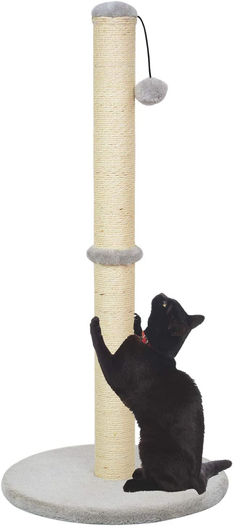 Kazura 34" Tall Cat Scratching Post, Cat Post Scratcher with Sisal Rope and Base Covered with Soft Plush,Cat Scratcher for Kittens(34 in Tall)