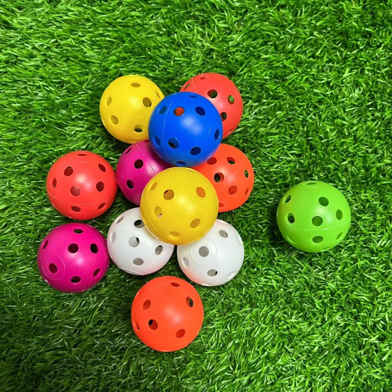 12PCS Value Pack Plastic Ball Cat Toys Balls without Bells for Indoor Kitten, Gifts for Cats（26 Holes, 42Mm