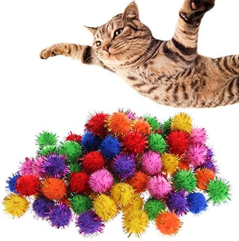 100Pcs Colorful Mini Sparkly Glitter Tinsel Balls Small Pom Ball for Cat Toys Pom Pom Balls Cat Balls Pom Poms Balls for Ball Pit Ball Pit Balls 200 Ball Pit Balls Ball Pit Balls 500 Baby Ball Pit Pit