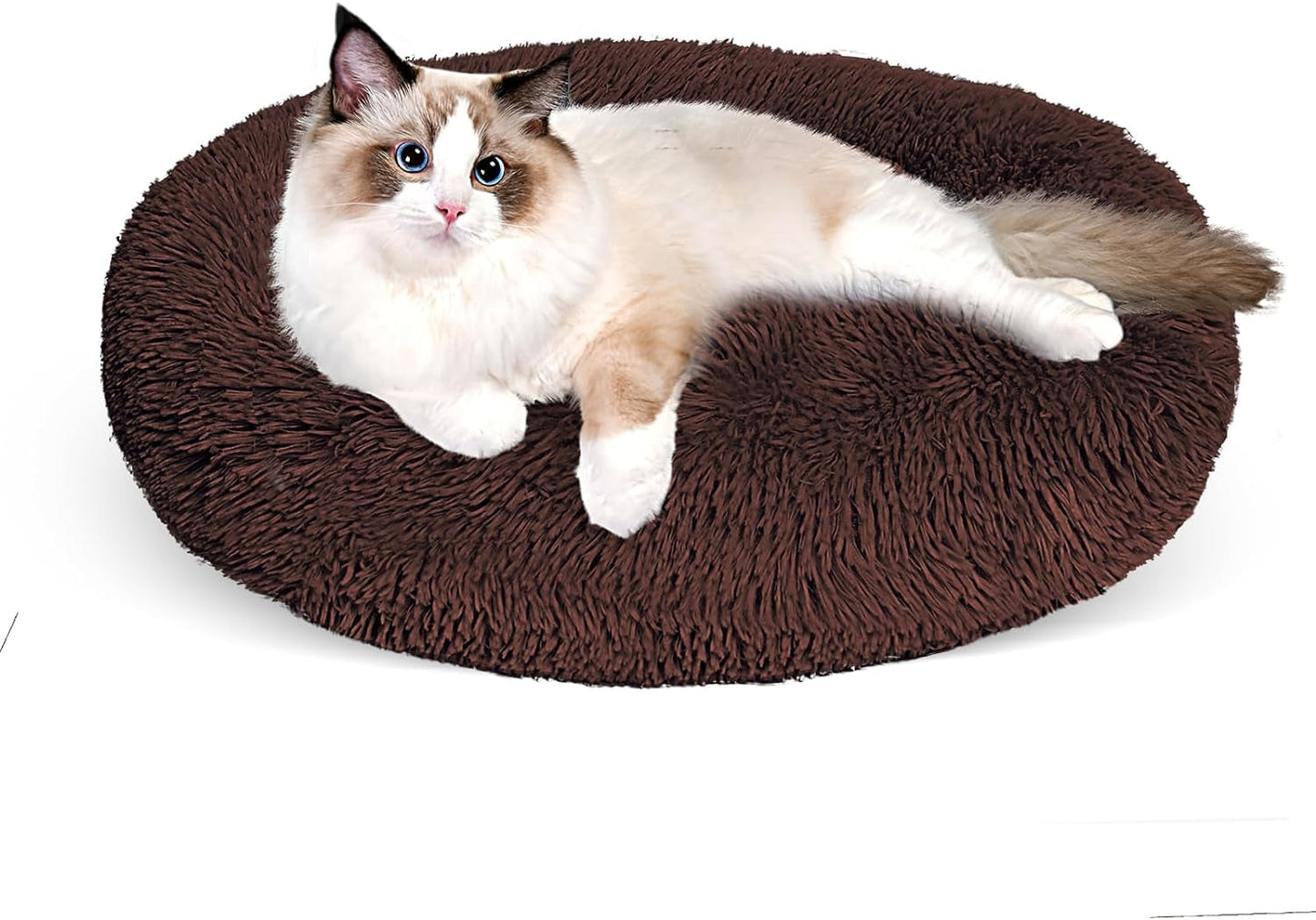 Dog Bed for Small Medium Large Dogs,27 Inch Calming Dogs Bed Machine Washable, Fluffy round Pet Bed Non-Slip, Calming Soft Plush Donut Cuddler Cushion Self Warming for Puppy and Kitten