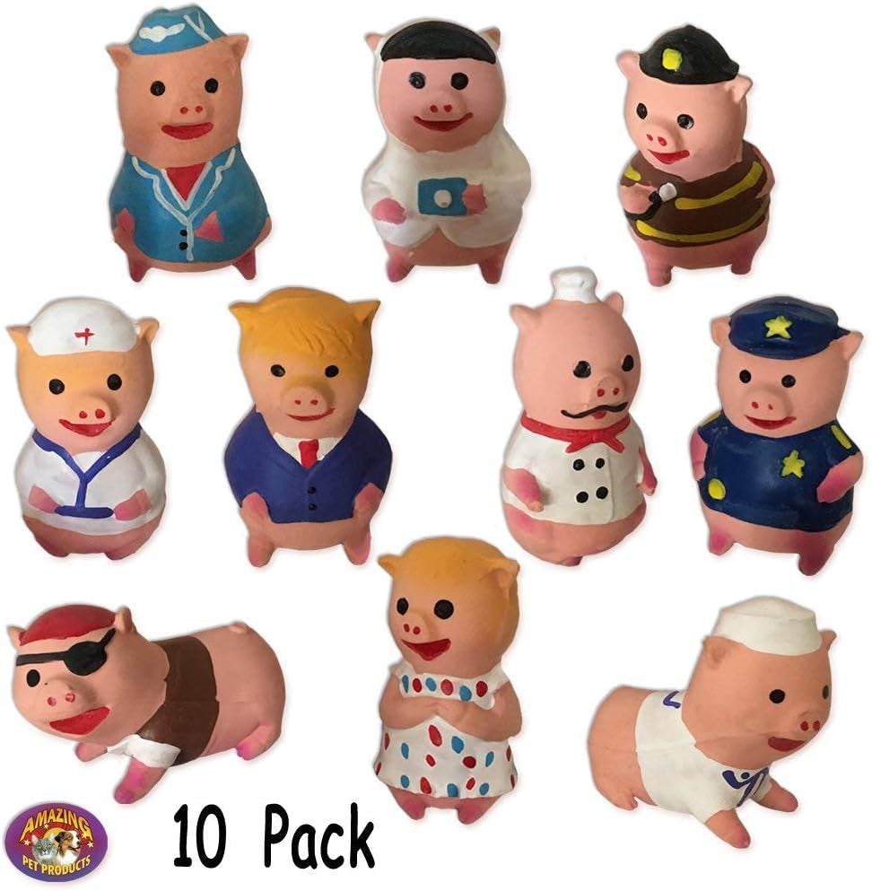 10 Pack of Little Piggies Latex Squeak Toys 10 From