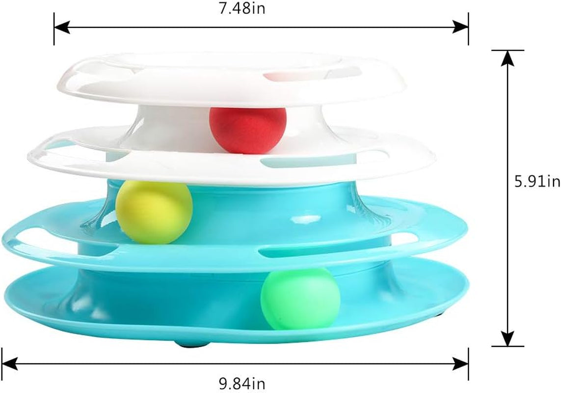 3 Level Tower Cat Toy Balls, Circle Roller Interactive Kitty Puzzle Toy, Multiple Cats Exerciser Game