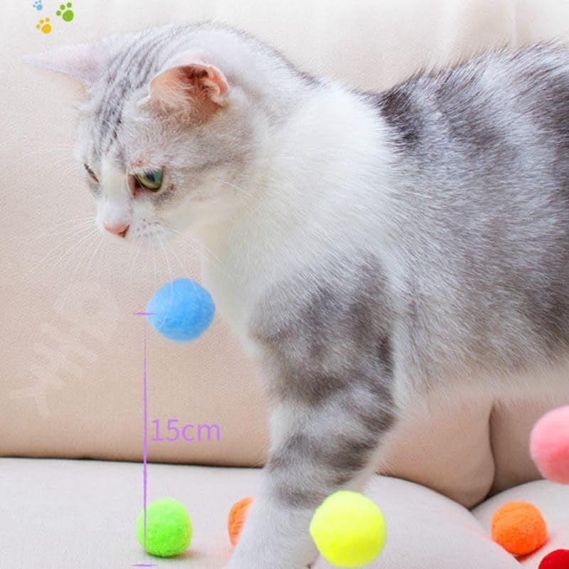 30 Pcs Large Cat Toy Balls, Soft Cat Balls for Kitten Training and Play 1Inch Soft Pom Poms Ball Cat Play Toy Pompon Pet Products for Cats