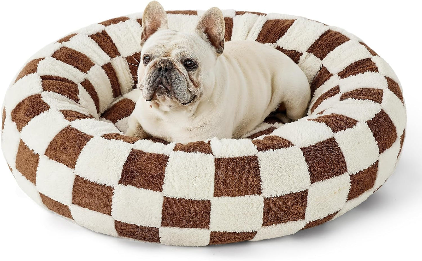 Lesure Donut Small Dog Bed - round Cat Beds for Indoor Cats Calming Pet Beds, Cute Modern Beds with Jacquard Shaggy Plush & anti Slip Bottom, 30 Inch, Blue