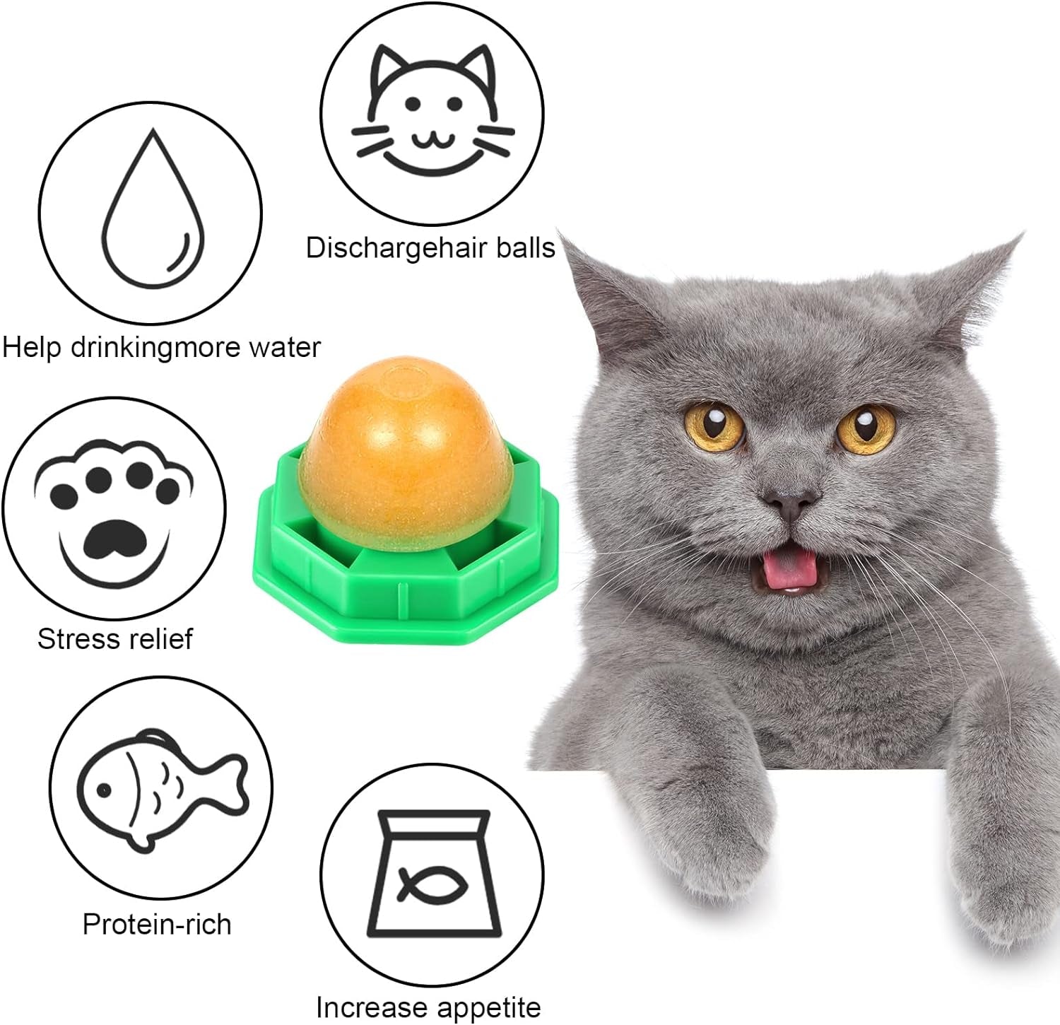 12 Pieces Cat Snacks Candy Ball Cat Licking Sugar Energy Ball Edible Catnip Balls Toy Kitten Sweet Ball Solid Candy for Cat Kitten (Green, Blue), 12 Count (Pack of 1)