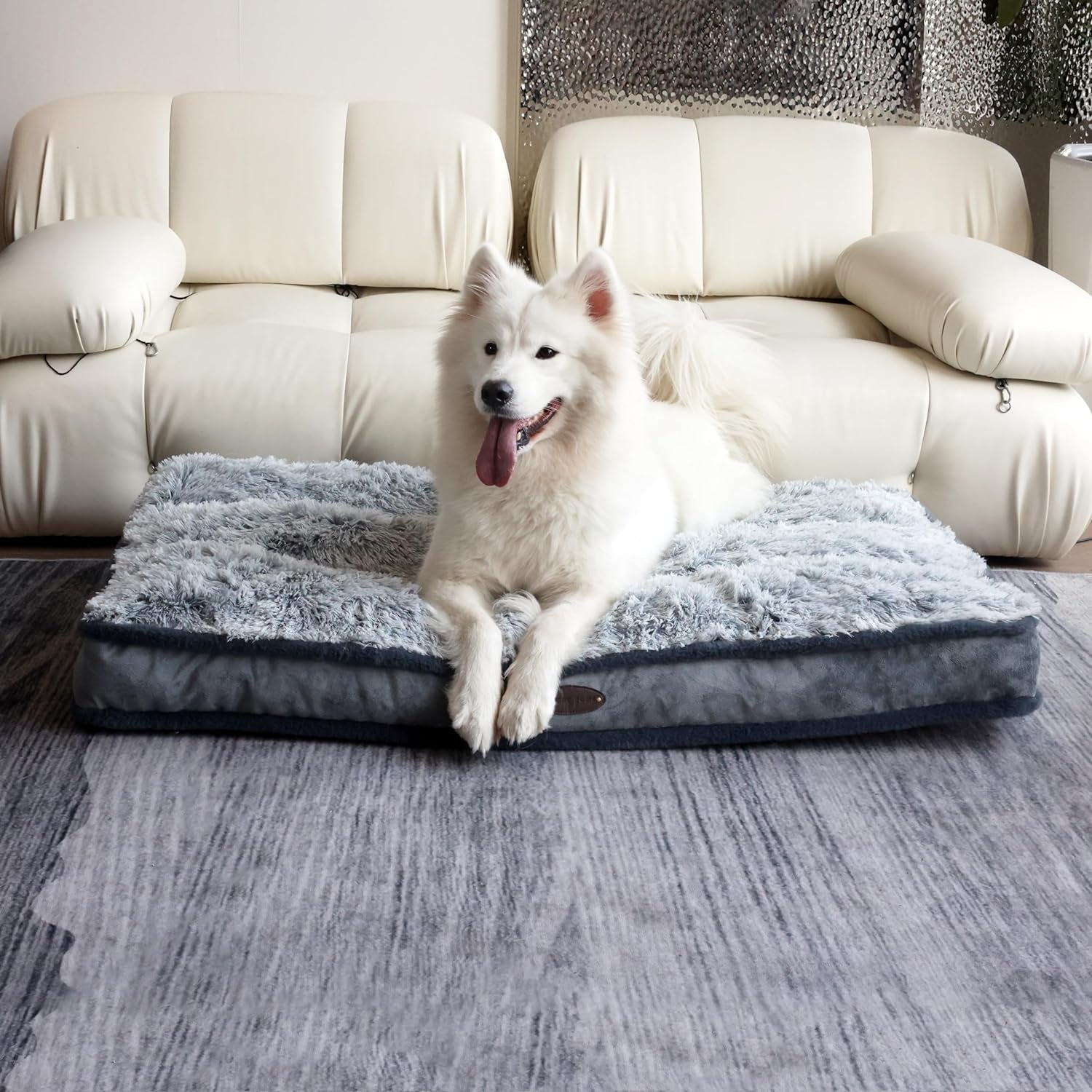 Large Dog Bed for Large Dogs,Dog Beds for Medium Dogs,Waterproof Dog Bed,Soft and Comfortable Plush Dog Mat,Anxiety Comfy Durable Pet Beds with Removable Washable Cover