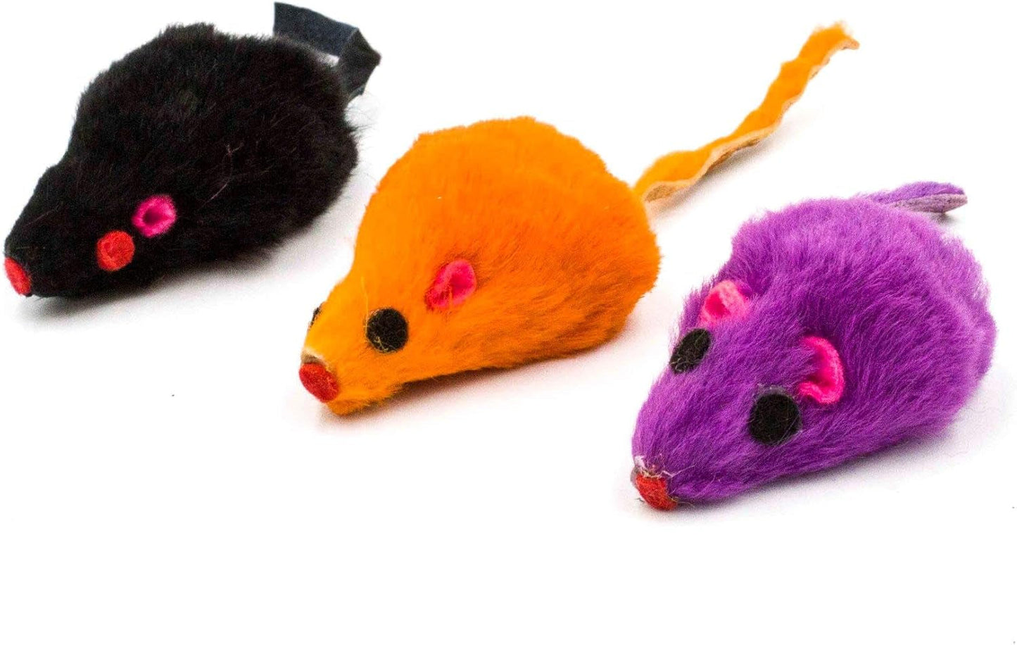 20 Halloween Colorful Furry Mice Cat Toys with Catnip and Rattle Sound Made of Real Rabbit Fur, Interactive Catch Play Teaser Mouse Toy for Cats and Kittens. Pack of 20 Mice