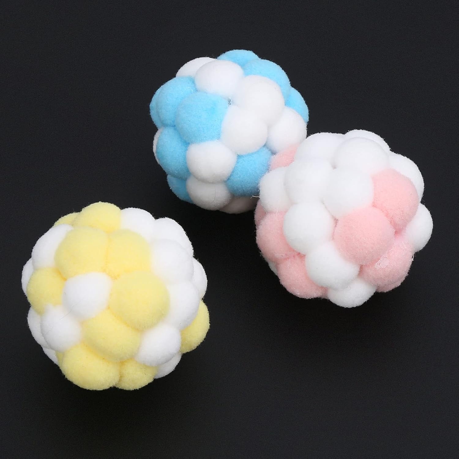 3Pcs Bell Toys Ball Furry Cat Balls Training Playing Chewing Plush Ball Interactive Toys for Cats Kitten Indoor Outdoor