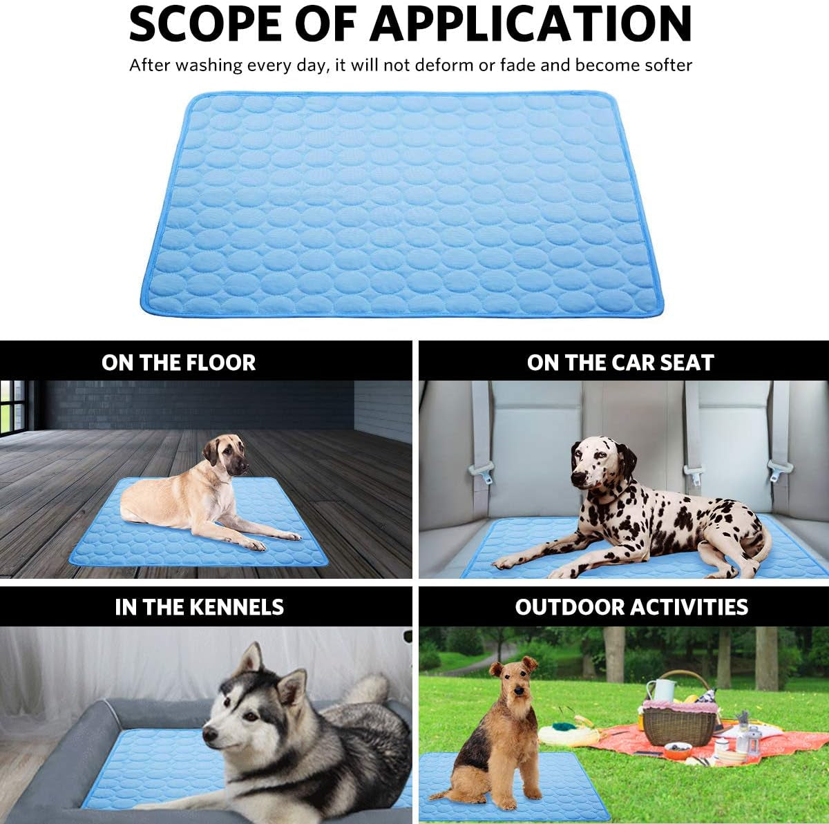 Dog Cooling Mat Pet Cooling Pads Dogs & Cats Pet Cooling Blanket for Outdoor Car Seats Beds (22IN*28IN)