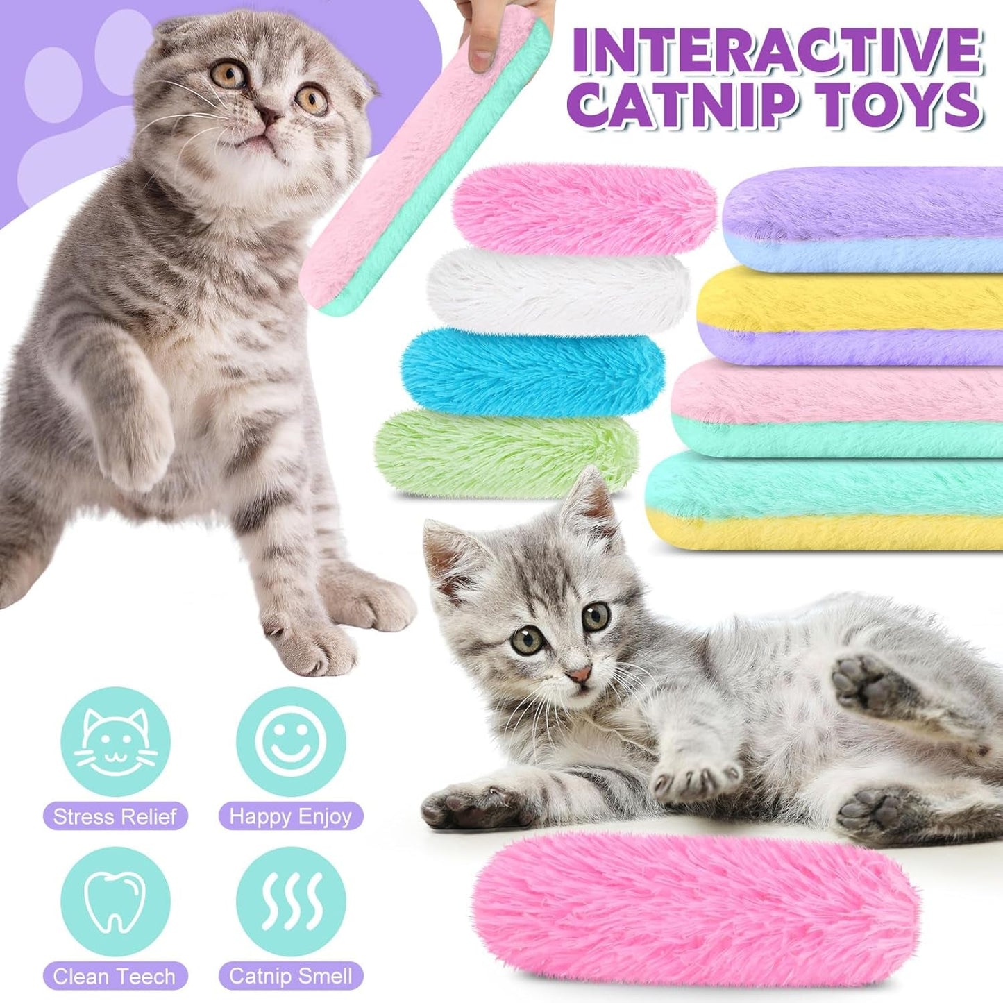 12 Pcs Cat Pillow Catnip Toys Bulk Soft and Durable Pillows Toy Cat Interactive Toy with Catnip Plush Cat Chew Teething Clean Toy for Indoor Cats Chewing