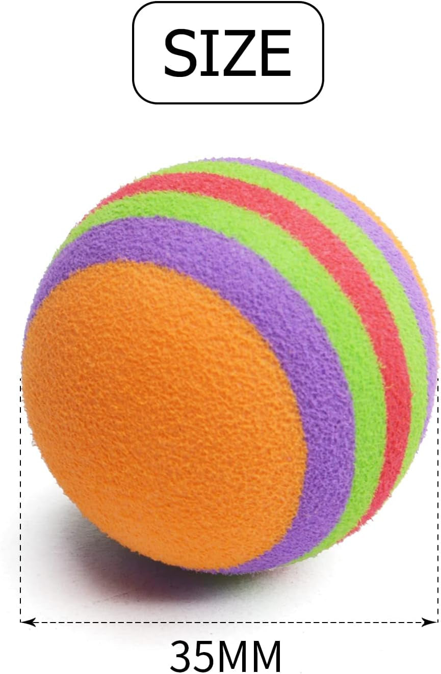 15Pcs 35Mm Pet Cat Toy Balls Interactive EVA Foam Colorful Rainbow Kitten Toys Balls for Small Dogs Puppies Kitty Quiet Indoor Outdoor Play Activity Chase Training