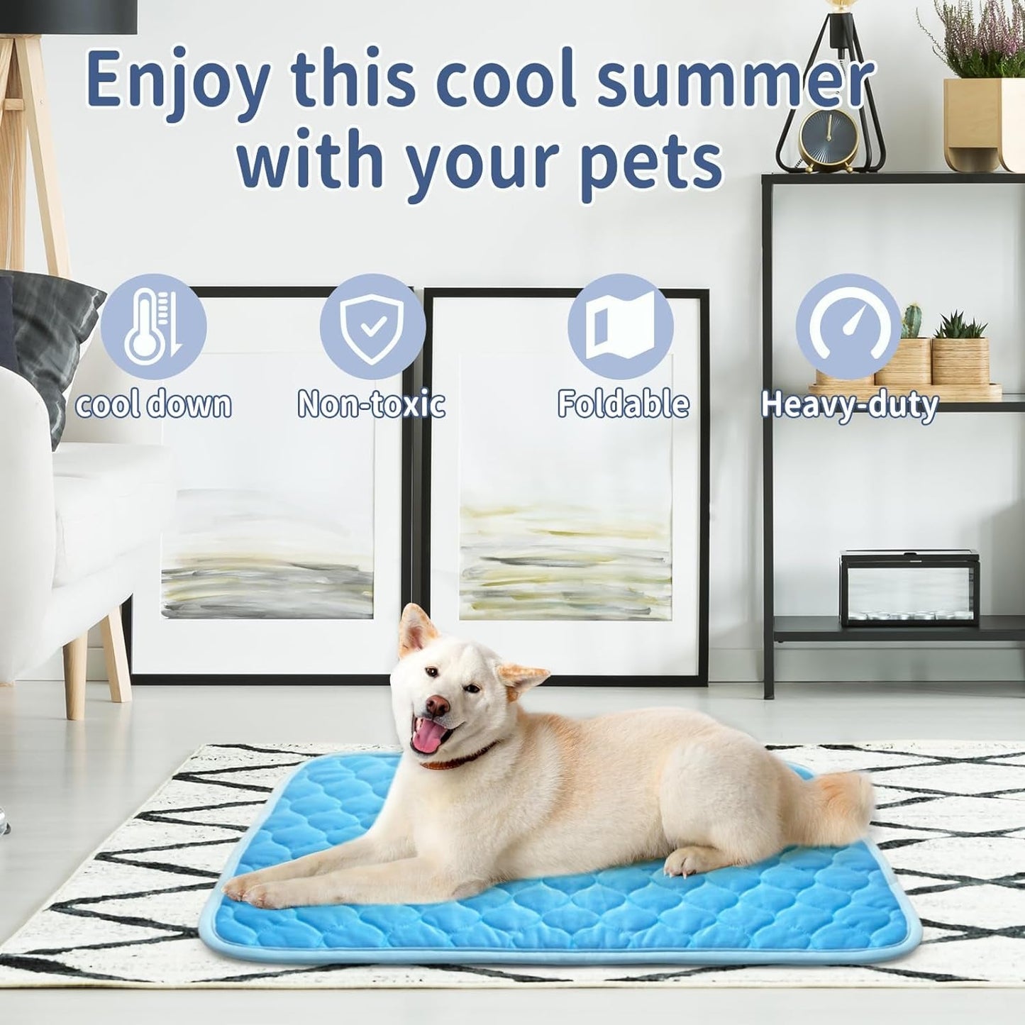 Dog Cooling Mat for Dogs Non-Toxic Self Cooling Pad & Easy Clean in Hot Summer Large 39X27In