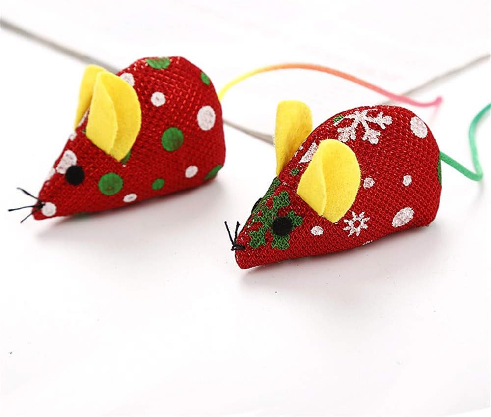 10 PCS Catnip Cat Toys, Interactive Gifts Christmas Theme Catnip Plush Mouse Toy Pillow Scratches Soft Cotton Filling Mice Toys for Kitten Pet Supplies