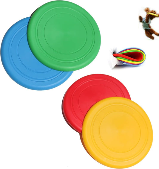 2 Pcs Flying Disk Rubber Foldable Frisbee Dog Toy Throw Fetch Training Plate Nontoxic Random Color KT00120