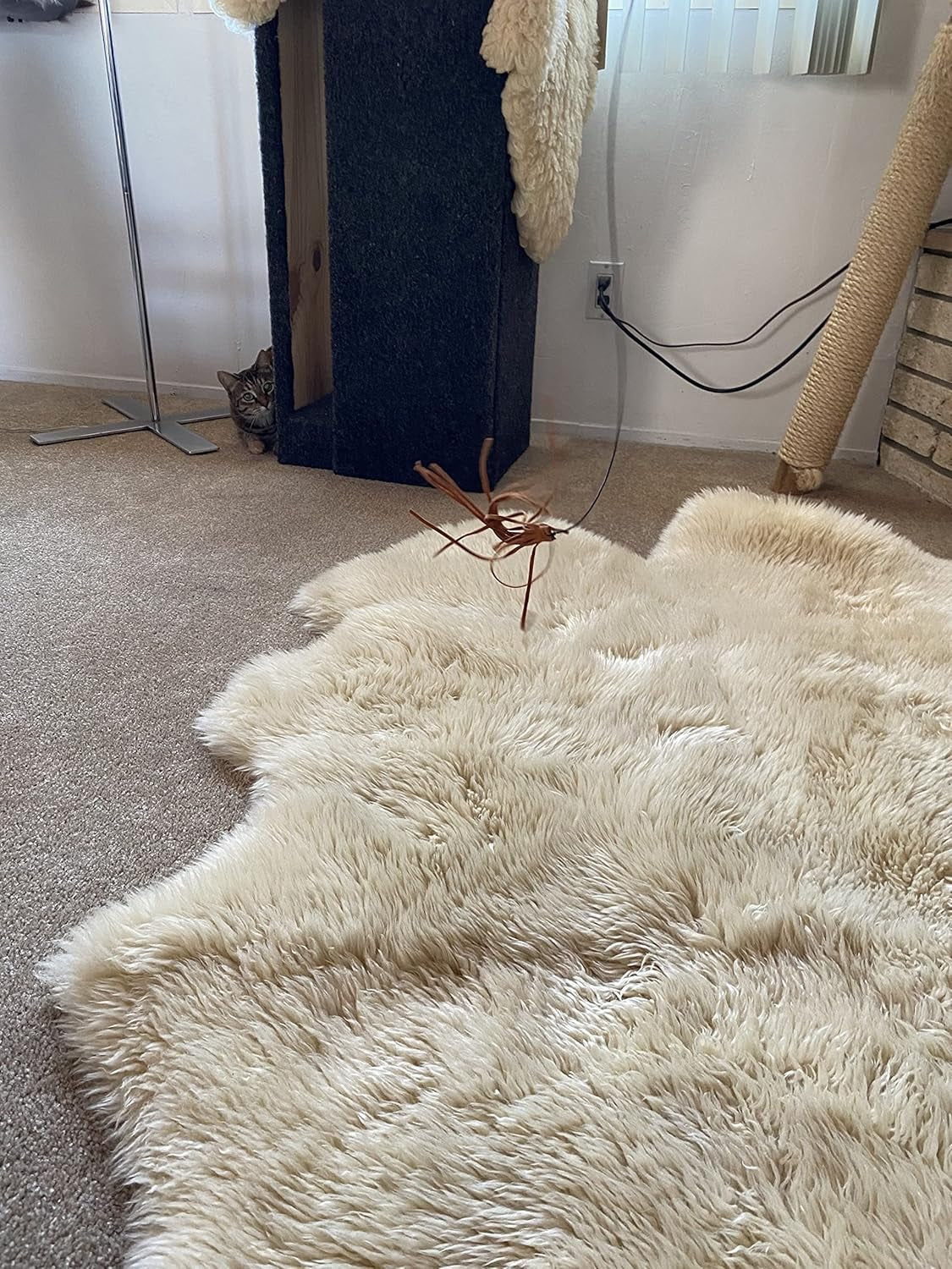 Kitty Kraken | Suede Brown Leather | Natural Birch Wood Rod | Great Teaser and Exerciser for Smaller Cats and Kitten | Interactive Soft | Handcrafted in the USA | 1-Pack