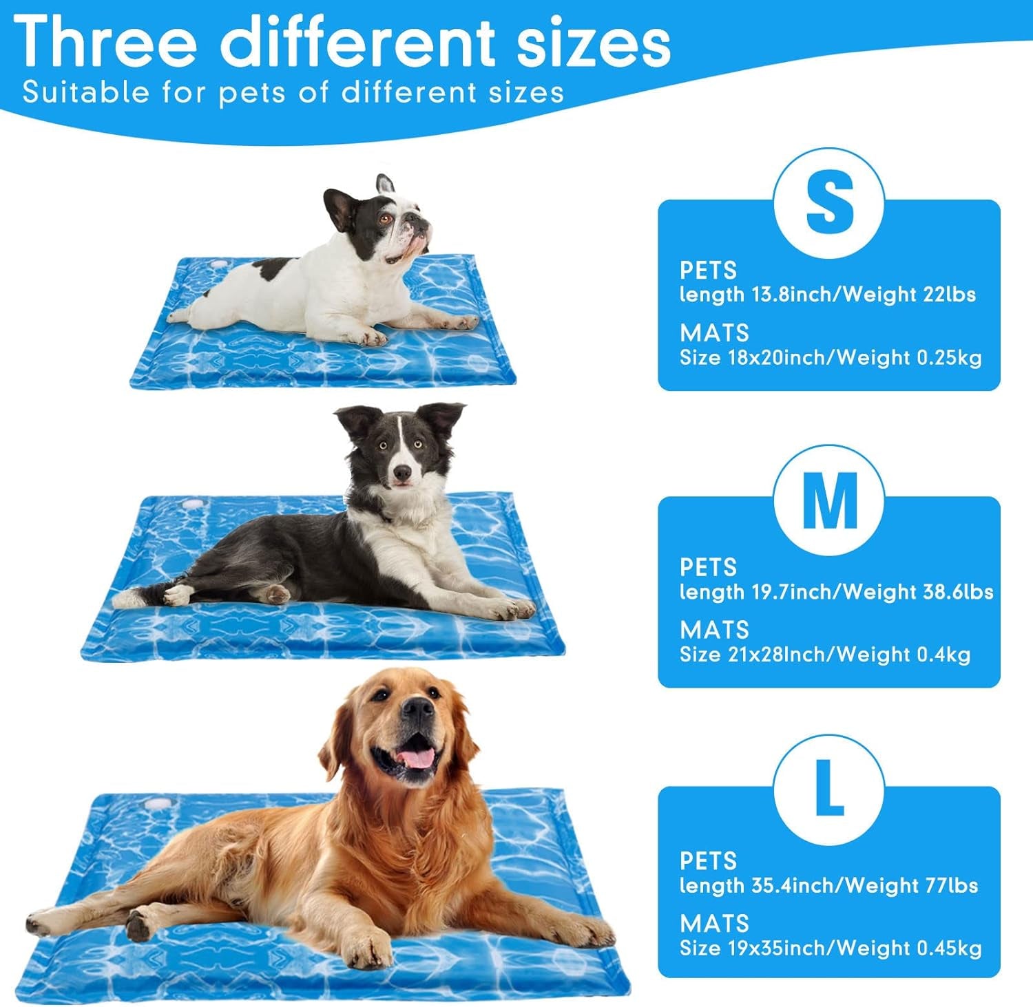 Cooling Mat for Dogs Water Injection Cooling Mats Cooling Bed Mats,Self Cooling Pet Dog Cool Mat Pads for Dogs Cats Indoor and Outdoor (Large, Blue)