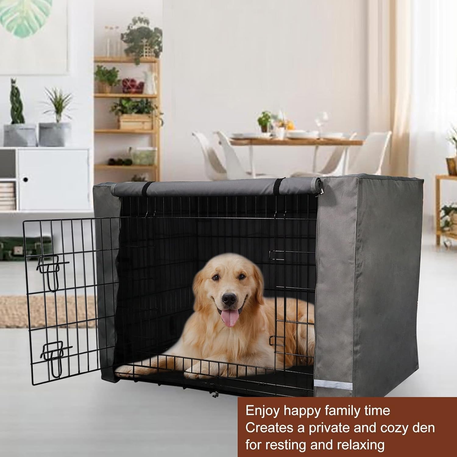 Yotache Dog Crate Cover for 36" Medium Double Door Wire Dog Cage, Lightweight 600D Polyester Indoor/Outdoor Waterproof & Windproof Pet Kennel Covers, Gray | NO Wire Crate