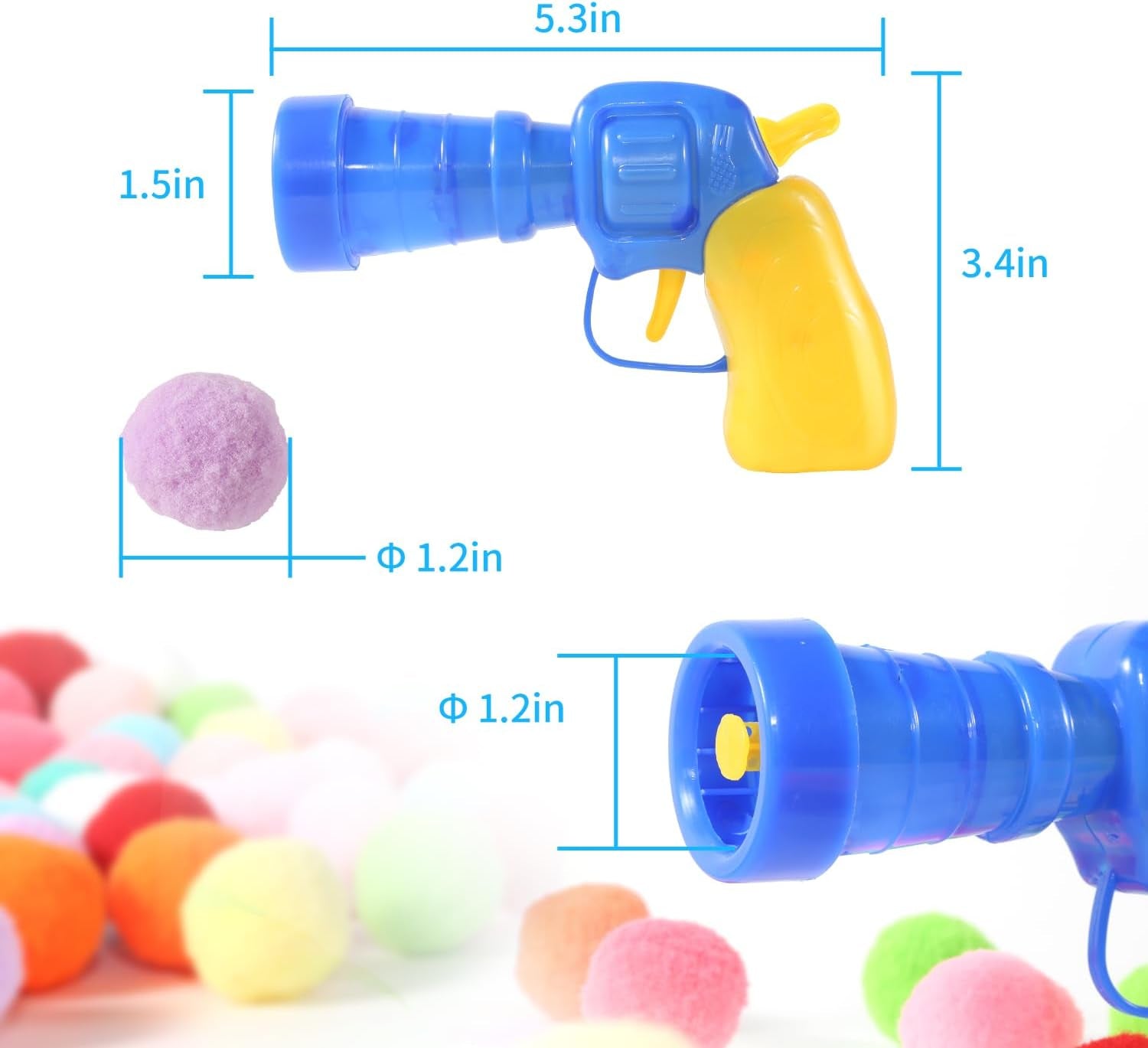 110 Balls Cat Toy Gun Launcher, 1.2" Plush Balls for Interactive Play & Hunting Instinct, Cat Toy Ball Launcher Gun for Cats, Cat Fetch Toy Gun Shooter, Cat Toys Interactive for Indoor Cats