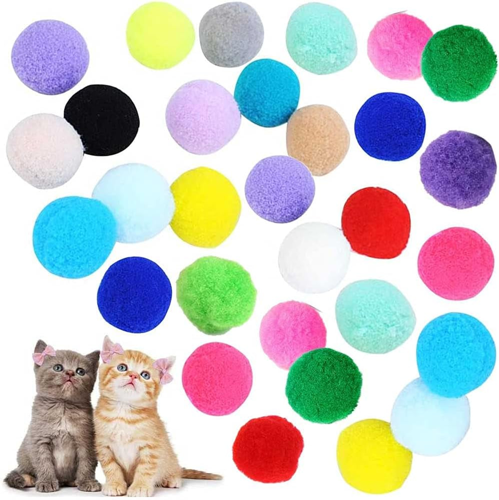 12 Pack 2 Color Rainbow Cat Toy Balls Soft EVA Foam Interactive Indoor Kittens Favorite Toys 1.38" Dia. Small Dogs Puppies Toy Balls Bulk Activity Chase Quiet Play Sponge Ball