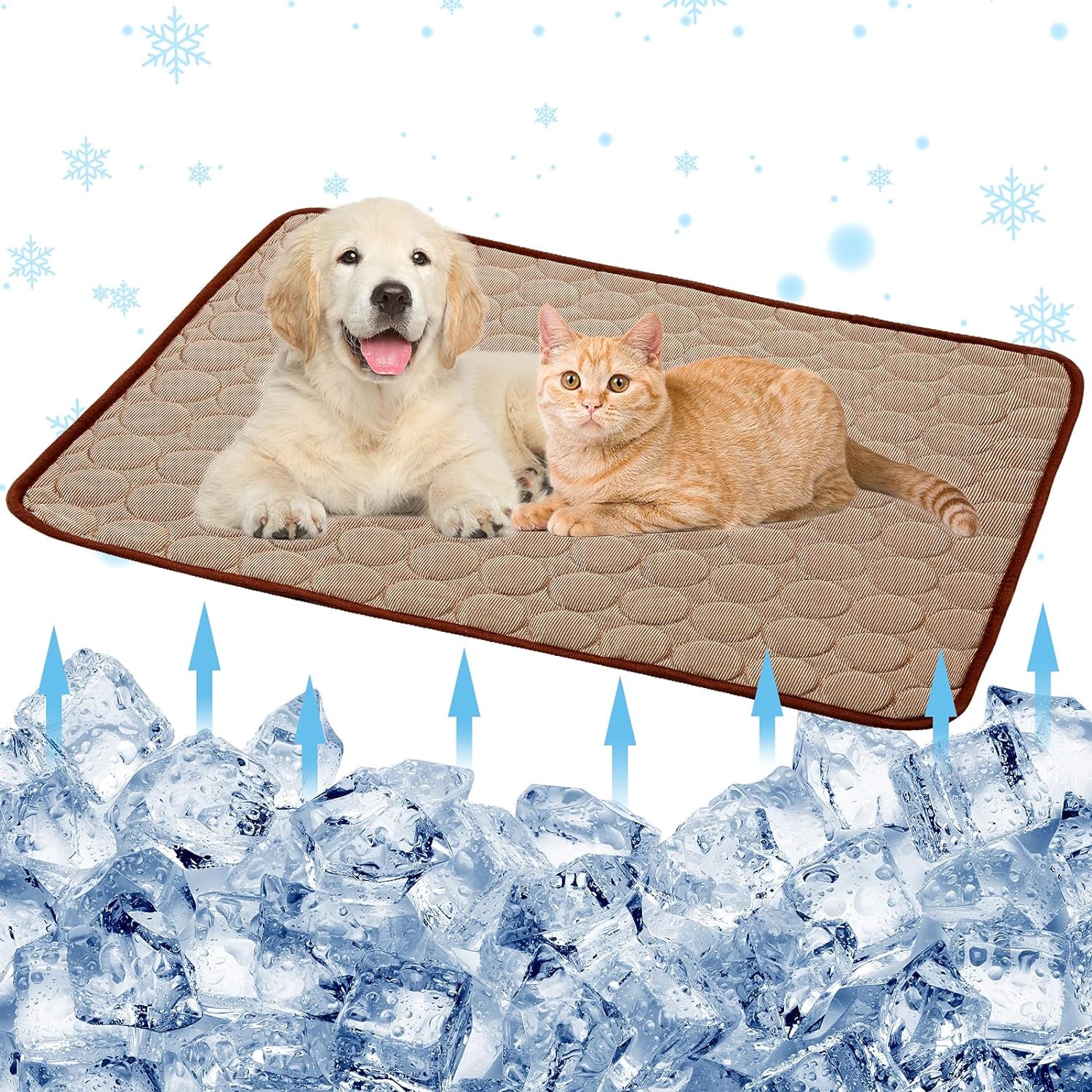 Dog Cooling Mats Pet Cooling Mats Dog Sleeping Mats Dog Cooling Pads Dog Bed Mats Cat Bed Mats Cats Cooling Pad Cool Self Cooling Mat Pet Summer Cooling Mat Sleeping Pad(28X40''/70X100Cm, Coffee)