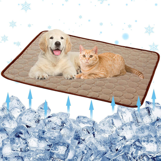 Dog Cooling Mats Pet Cooling Mats Dog Sleeping Mats Dog Cooling Pads Dog Bed Mats Cat Bed Mats Cats Cooling Pad Cool Self Cooling Mat Pet Summer Cooling Mat Sleeping Pad(28X40''/70X100Cm, Coffee)