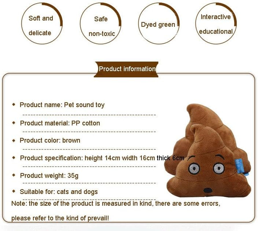 2Pack Pet Dog Squeak Toy Funny Face Expression Plush Poop Shape Stuffing Squeaking Puppy Playtoy for Small Dogs Puppy