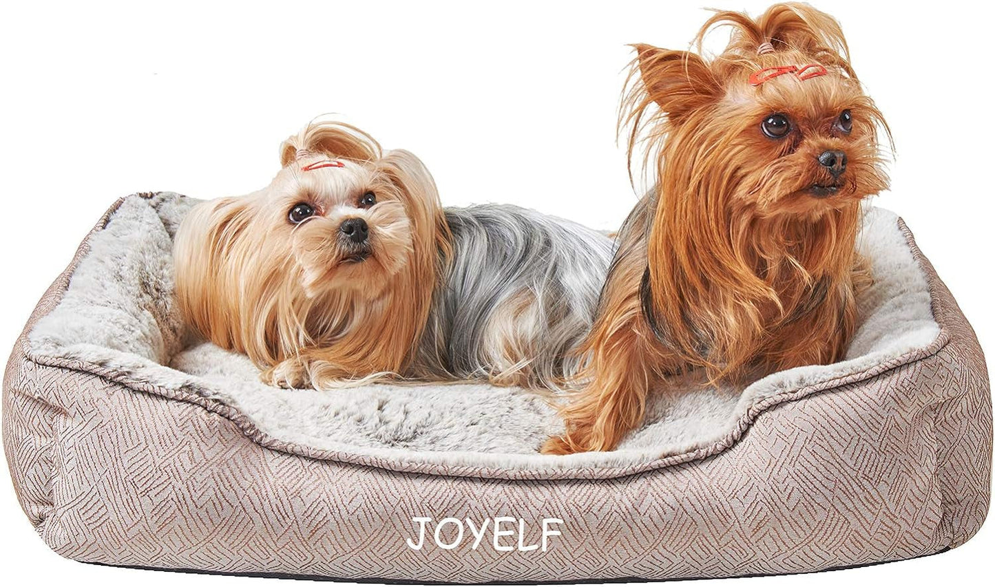 JOYELF Dog Bed Washable Calming Pet Bed, anti Anxiety Cat Bed & Sofa, Cute Plush Pet Bed for Medium Dog and Cat - Medium Rectangle