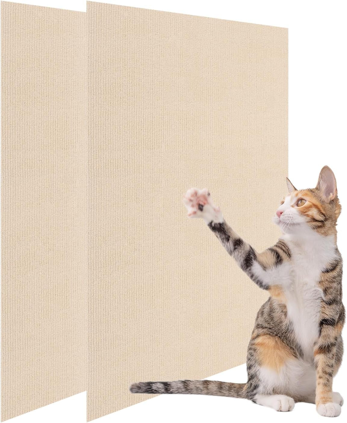 Large 78.7"X15.8" Cat Scratching Mat - Trimmable Self-Adhesive Carpet for Replacement Pads, Covering Posts, and Furniture Protection (Beige, 1PACK)