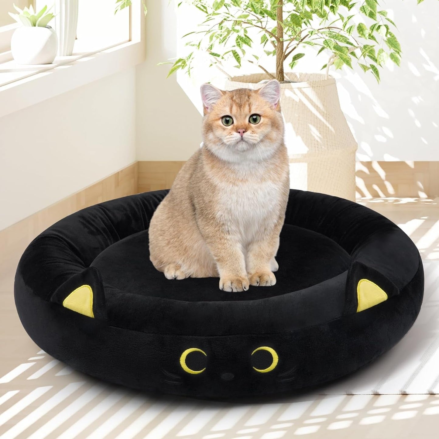 Calming Dog Bed & Cat Bed, 21Inch Cute Dog Bed for Medium Dogs, Soft Cat Bed or for Small Dog, Washable Dog Bed Durable Cat Bed round Pet Bed（Labrador Shape）