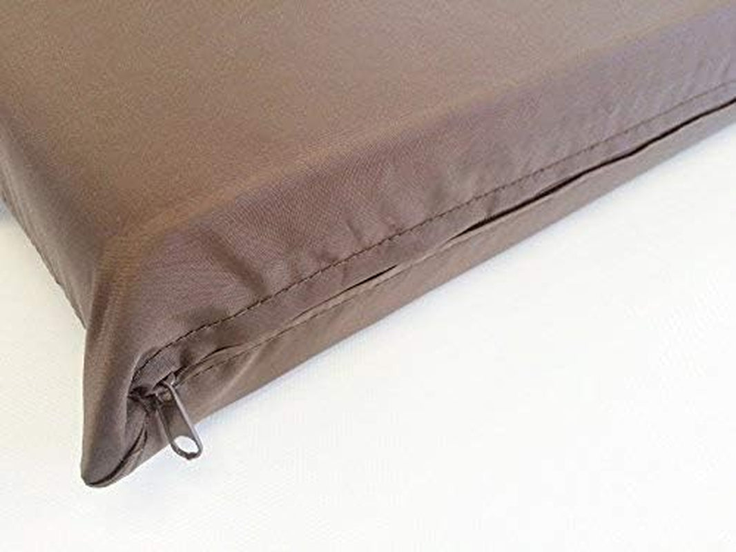 2X Pack Deluxe Brown Taffeta Fabric 100% Washable Waterproof Resistant Replacement Dog Bed Zippered Duvet Case - Covers ONLY (40X35X4 (44X39) Inches)