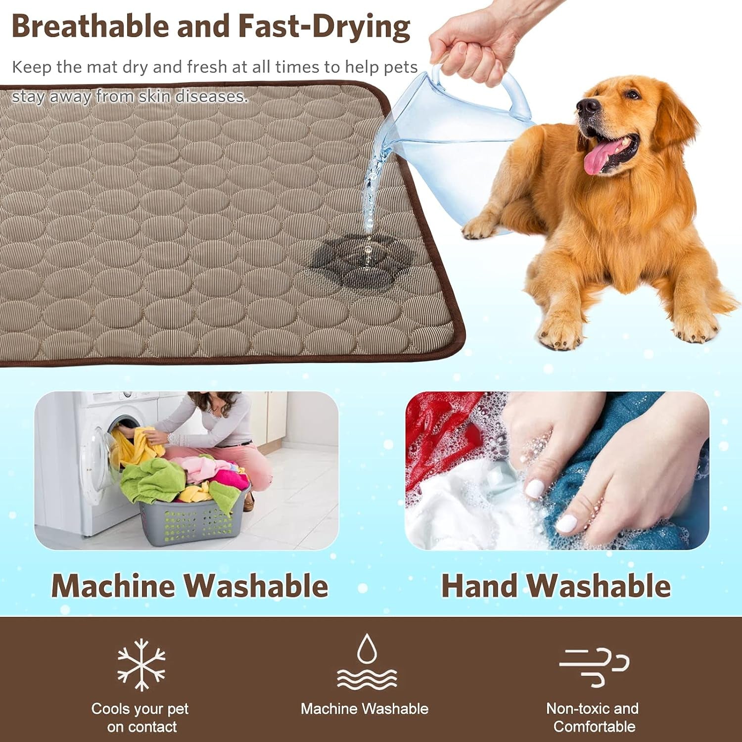 Dog Cooling Mat, Pet Self-Cooling Pad for Dogs,Cooling Mat for Dogs Washable Cooling Pet Mats for Kennels, Crates and Beds