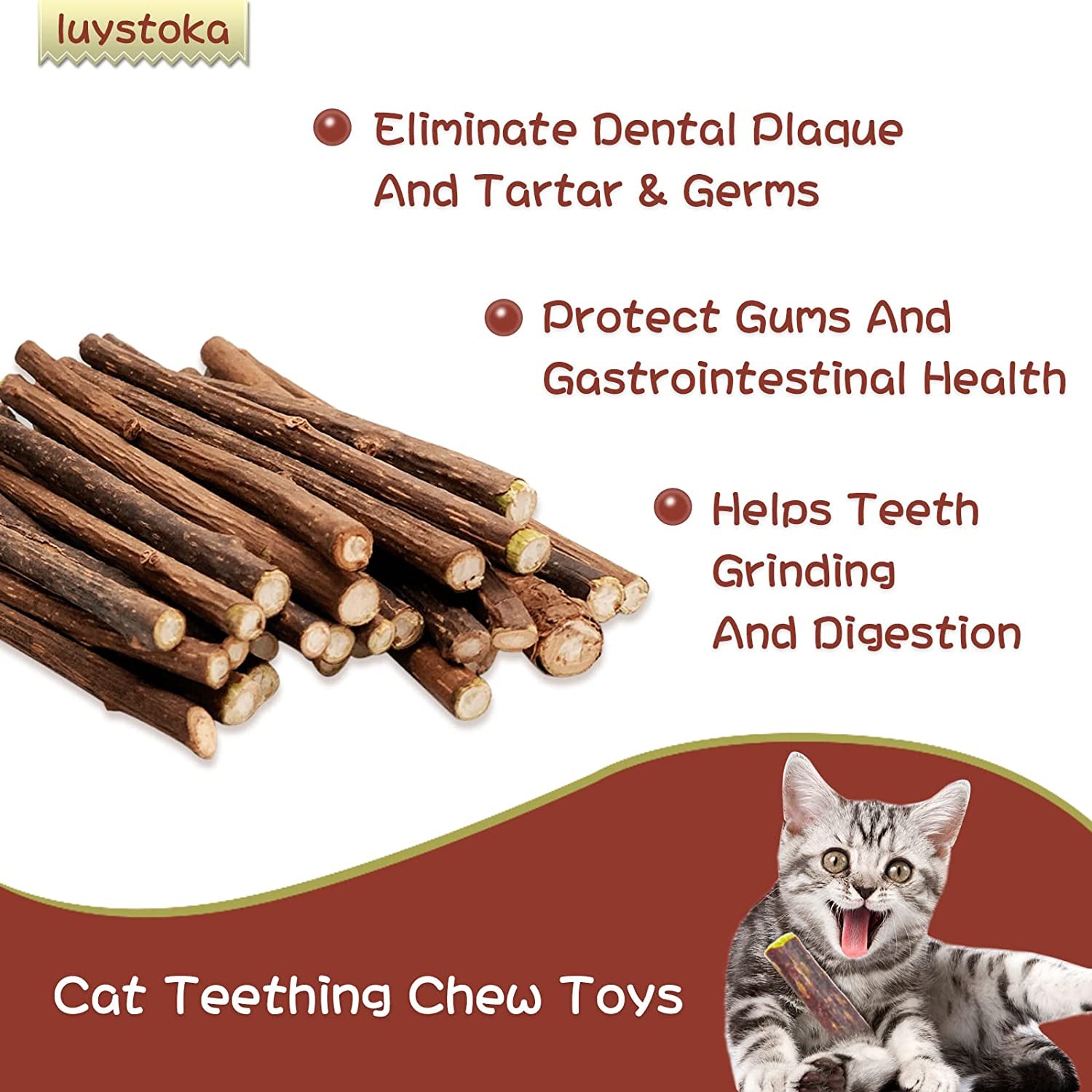 [ 30Pcs] Silvervine Sticks, Cat Chew Stick, Catnip Toys, Matatabi Sticks for Indoor Cats,Kitty, Wooden Dental Sticks, Kitten Teething Interactive Wand Toys for Cats