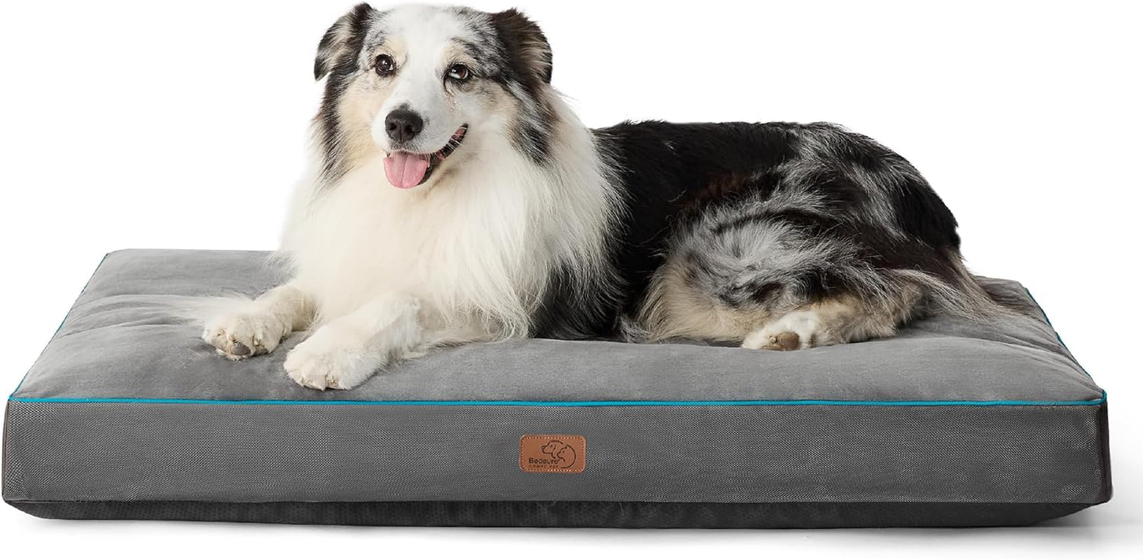 Bedsure Entire Waterproof Large Dog Bed - 4 Inch Thicken up to 80Lbs Large Dog Bed with Removable Washable Cover, Pet Bed Mat Pillows, Grey