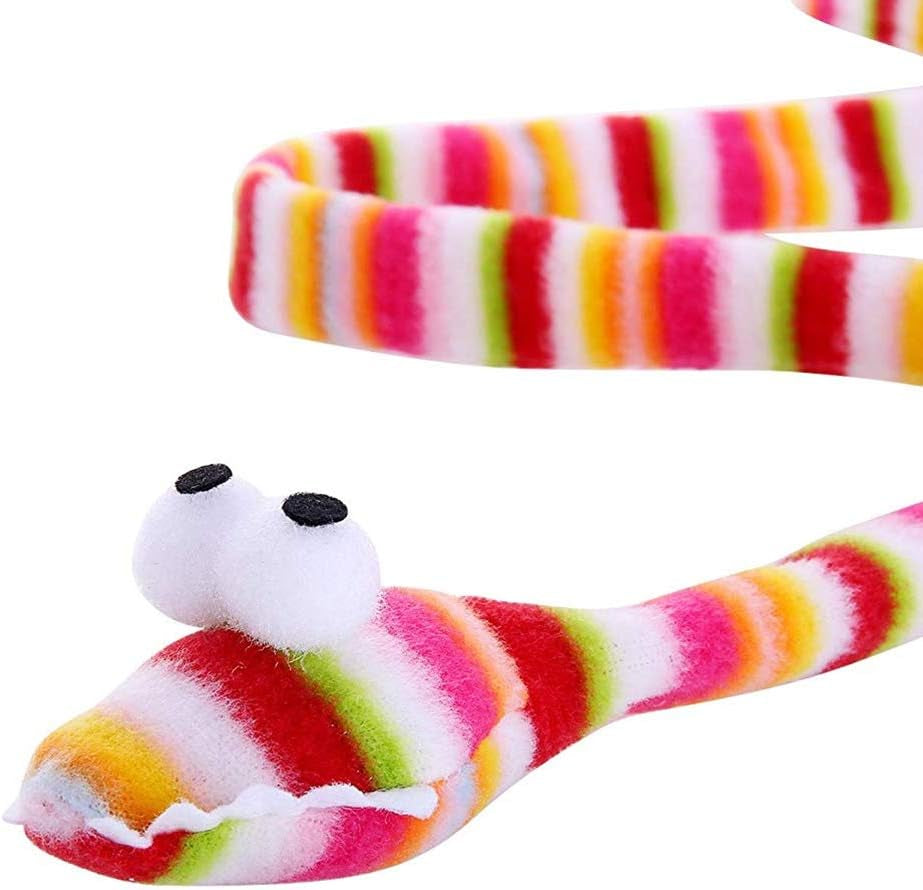 2PCS Cat Sticky Toys Rainbow Ribbon with Built in Bell Teaser and Exerciser for Cat and Kitten Cat Entertainment Toy