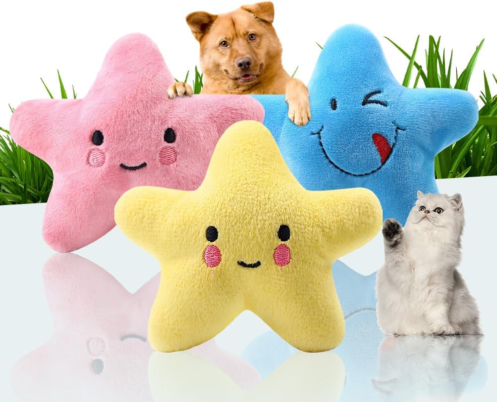 3PCS Smiley Pentagram Dog Vocal Plush Toys Cat Toys Pet Toy Supplies