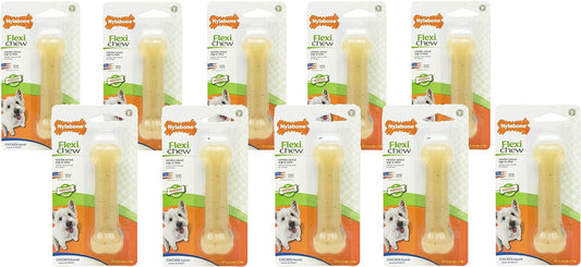 (10 Pack) Nylabone Flexichew Chicken Flavored Bone Dog Chew Toy - Size Regular