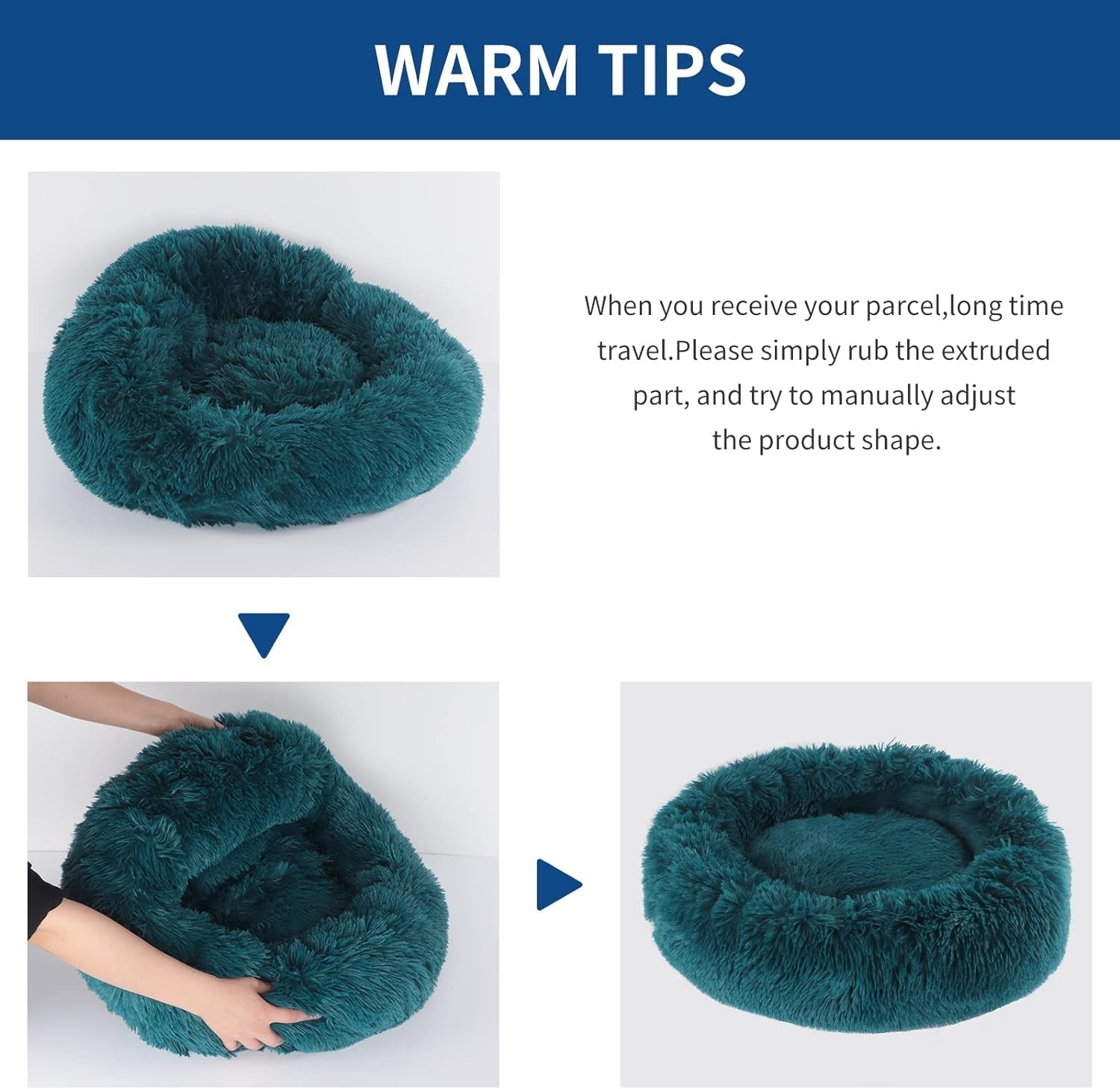 BVAGSS Small Dog Bed,Anti-Anxiety Donut Cuddler Cozy Soft round Bed,Calming Plush Washable round Fluffy Pet Cushion Bed for Puppy & Kitten MW002 (20 Inch, Cyan)