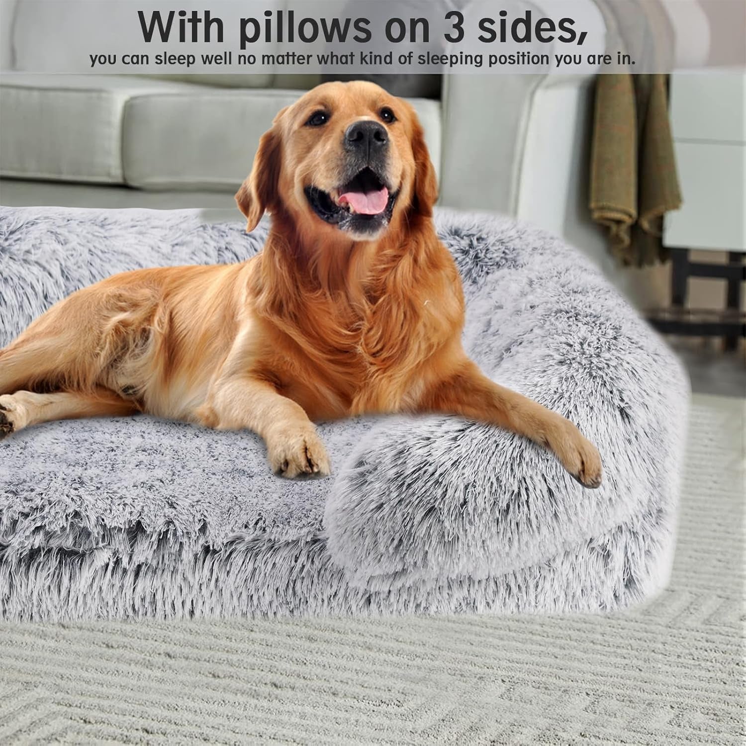 Large Dog Bed, Orthopedic Pet Bed Dog Bed for Medium Large Dogs, Anti-Slip Bottom and Egg-Crate Foam with Washable Removable Cover